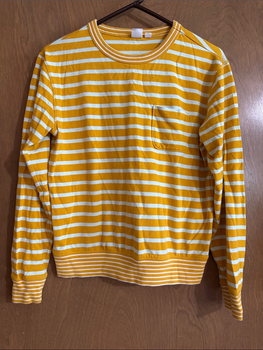GAP Yellow & Light Teal Striped Crewneck Sweater